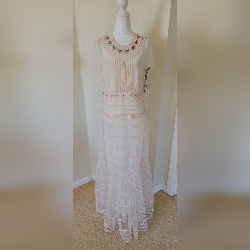 NWT RED Valentino Cream Embellished Dress, Size 48